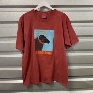 Vintage Comfort Colors 1997 Stephen Huneck Dog Art "Good Dog" T Shirt Red XL